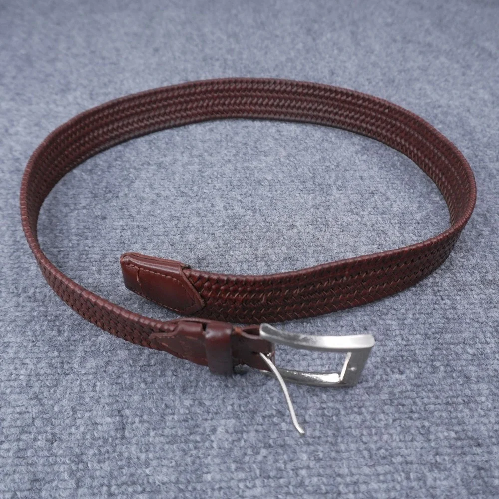 Fossil Braided Leather Belt Mens 30 Brown Woven Silver Buckle SH1730NF-252